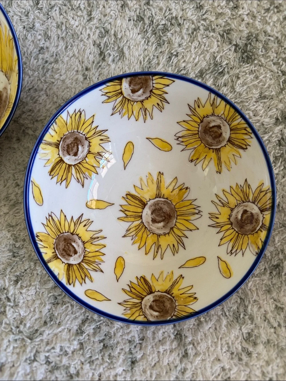 Fig & Fern Sunflower Ceramic Bowls Duo Set of 2 NWT 5x5x2.5”
